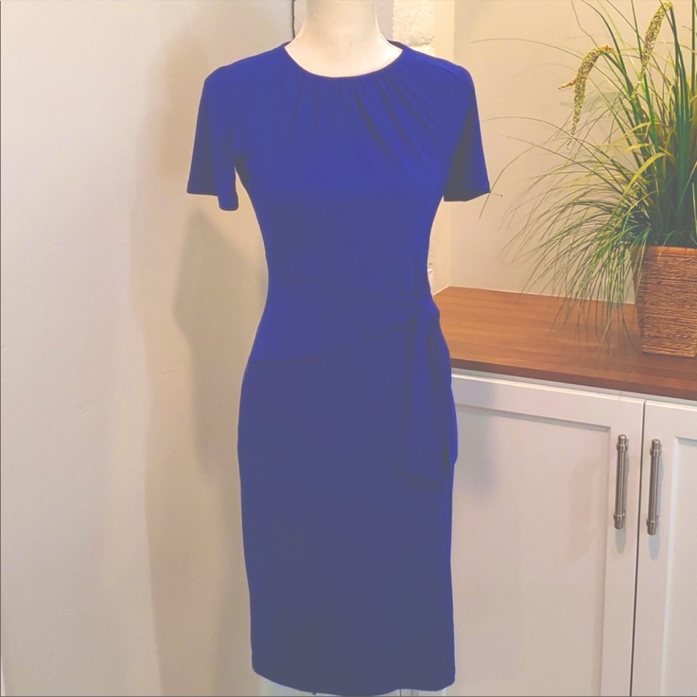 NWOT LAUREN Ralph Lauren Royal Blue Waist and Neck  Detail  Dress, Size 2